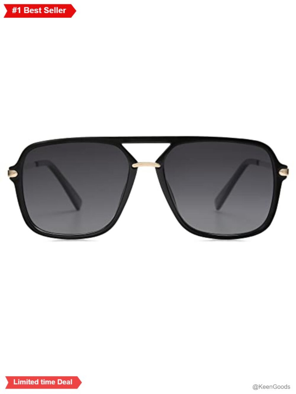 Polarized Square Aviator Sunglasses UV400 Unisex Retro Double Bar